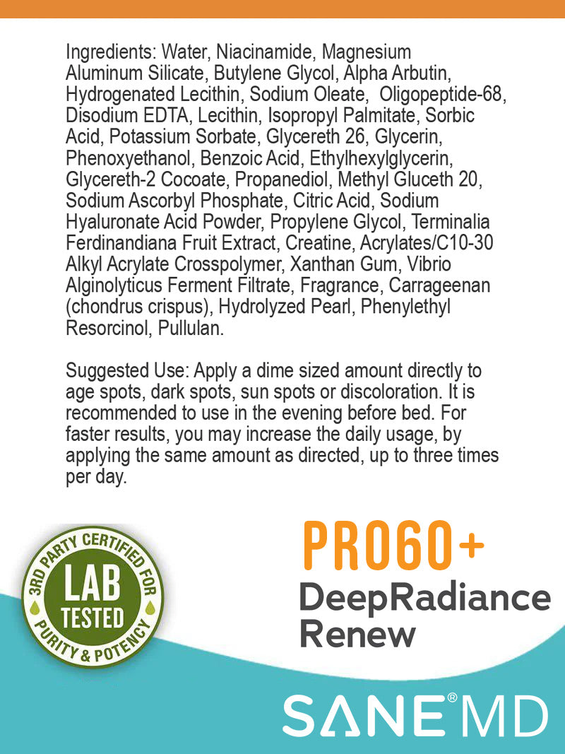 PRO60+ DeepRadiance Renew ingredients